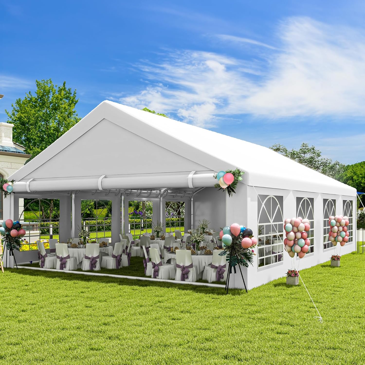 Party tent with side walls