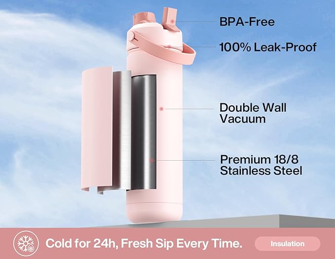insulated water bottle with two lids