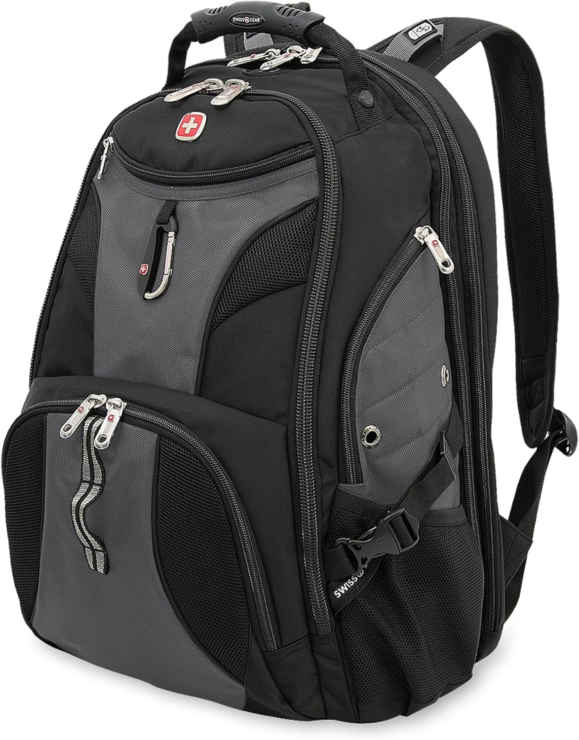 SWISSGEAR 1900 ScanSmart TSA laptop backpack front view grey black