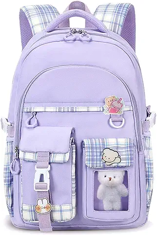 cute backpack for school girls with strong zipper and side pocket