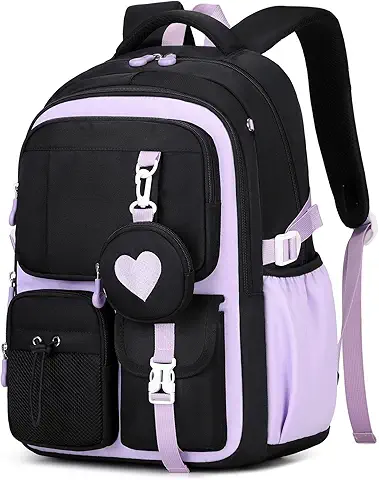girls backpack for school in modern pink design with organized storage