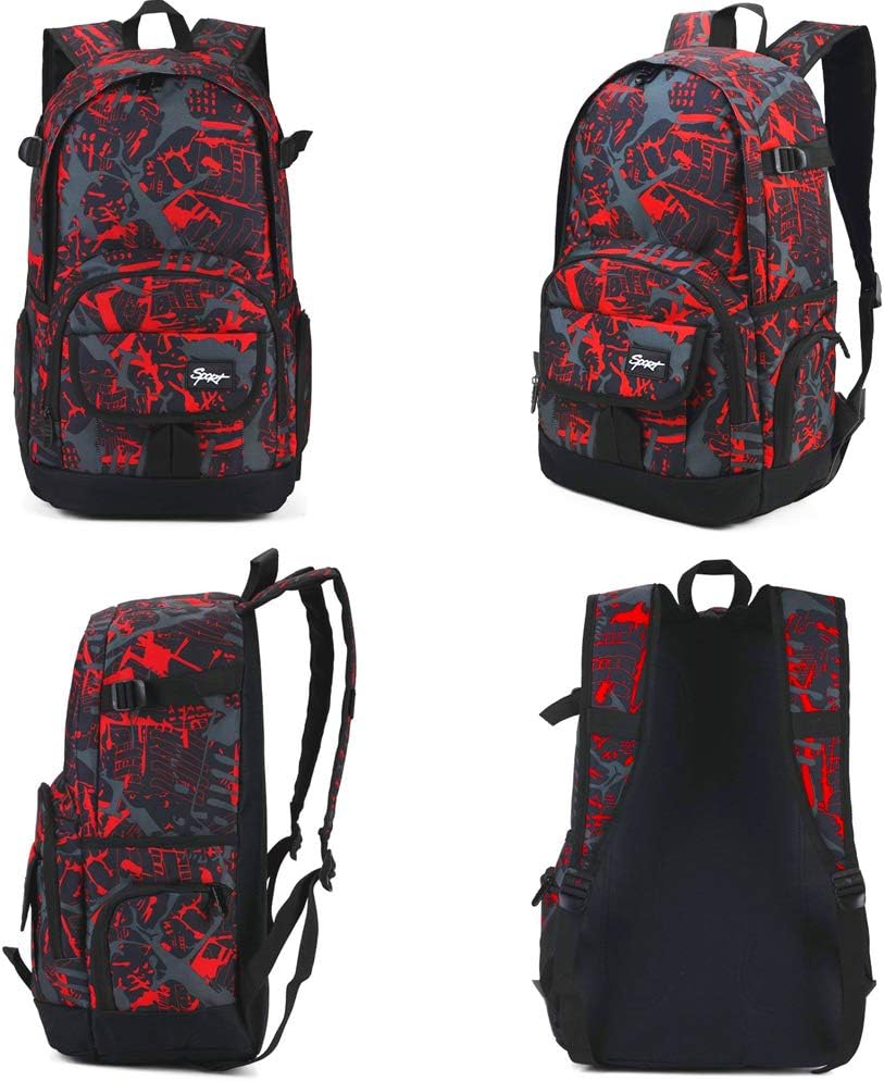 School backpack compartments and laptop sleeve
