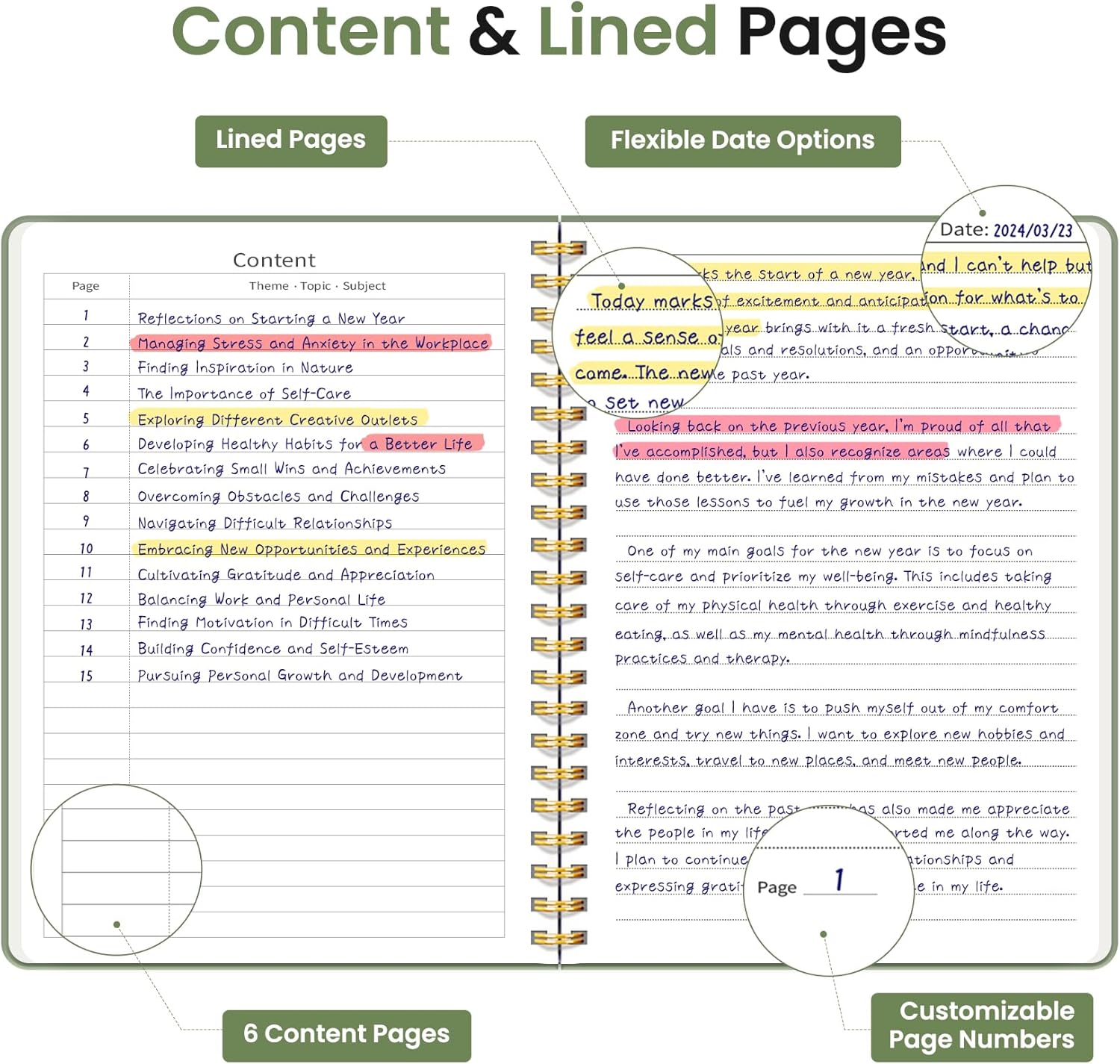 A5 lined notebook with ruled pages beside a pen — standard school notebook size