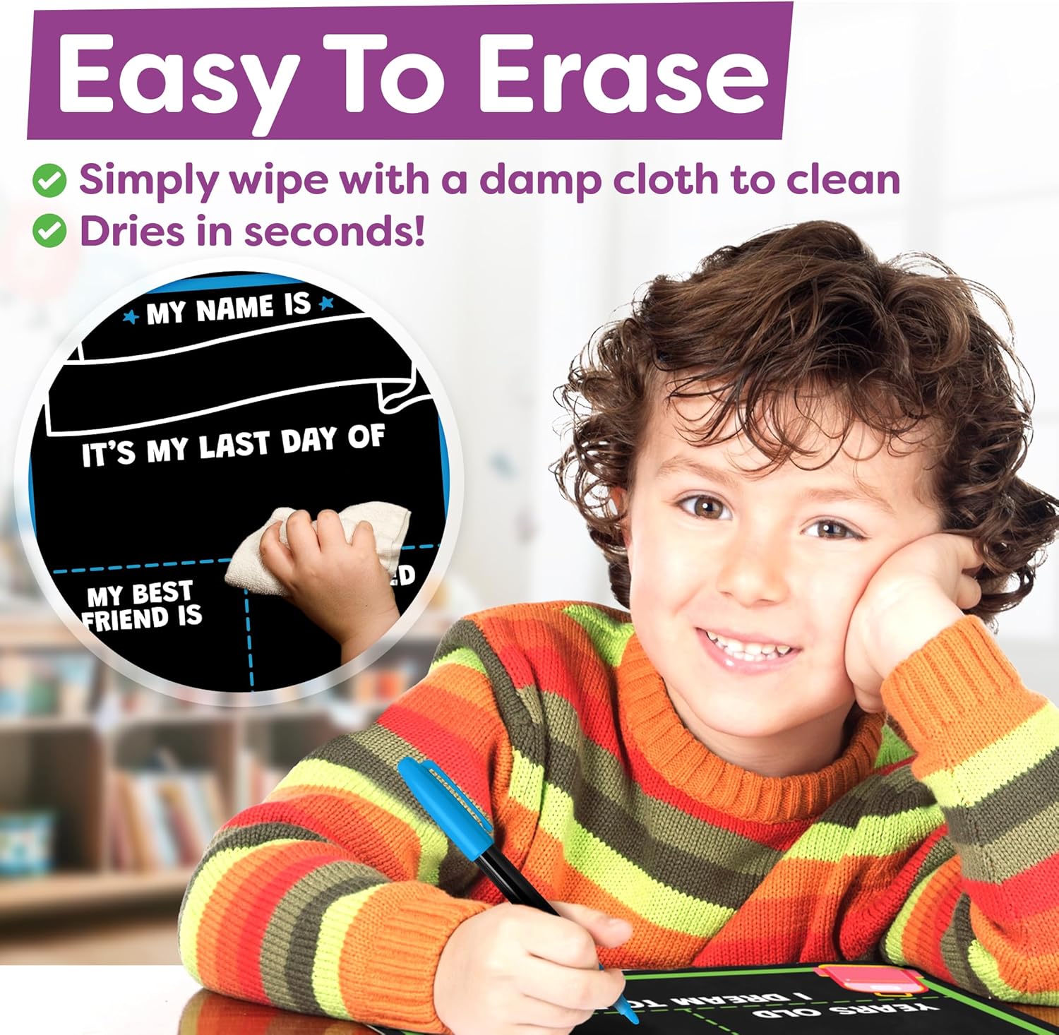 Double-sided reusable first and last day of school sign 2026